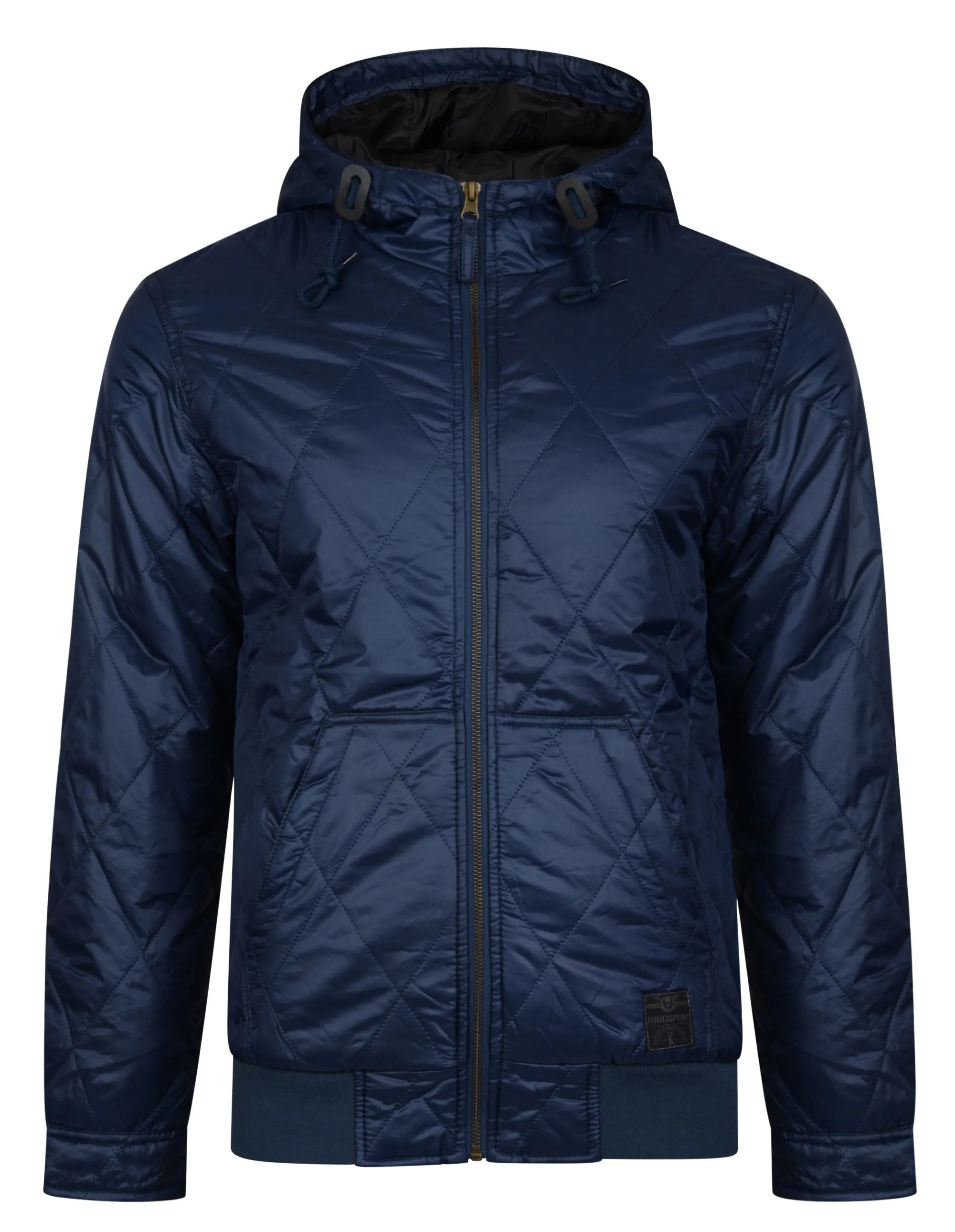 Navy Krarup Ringspun Short Hooded Quilted Jacket