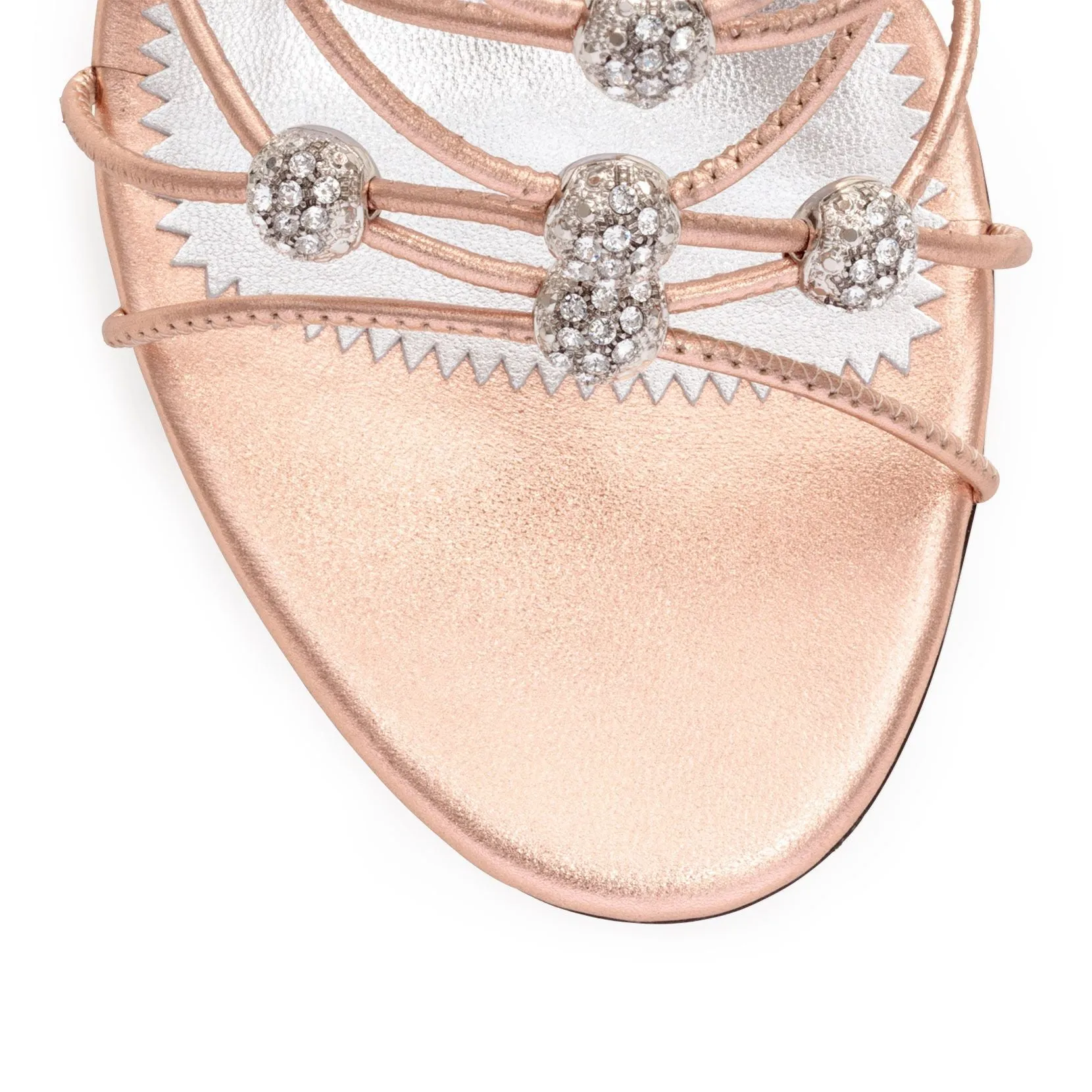 Rose Gold Leather Zig-Zag Sandals by Giuseppe Zanotti