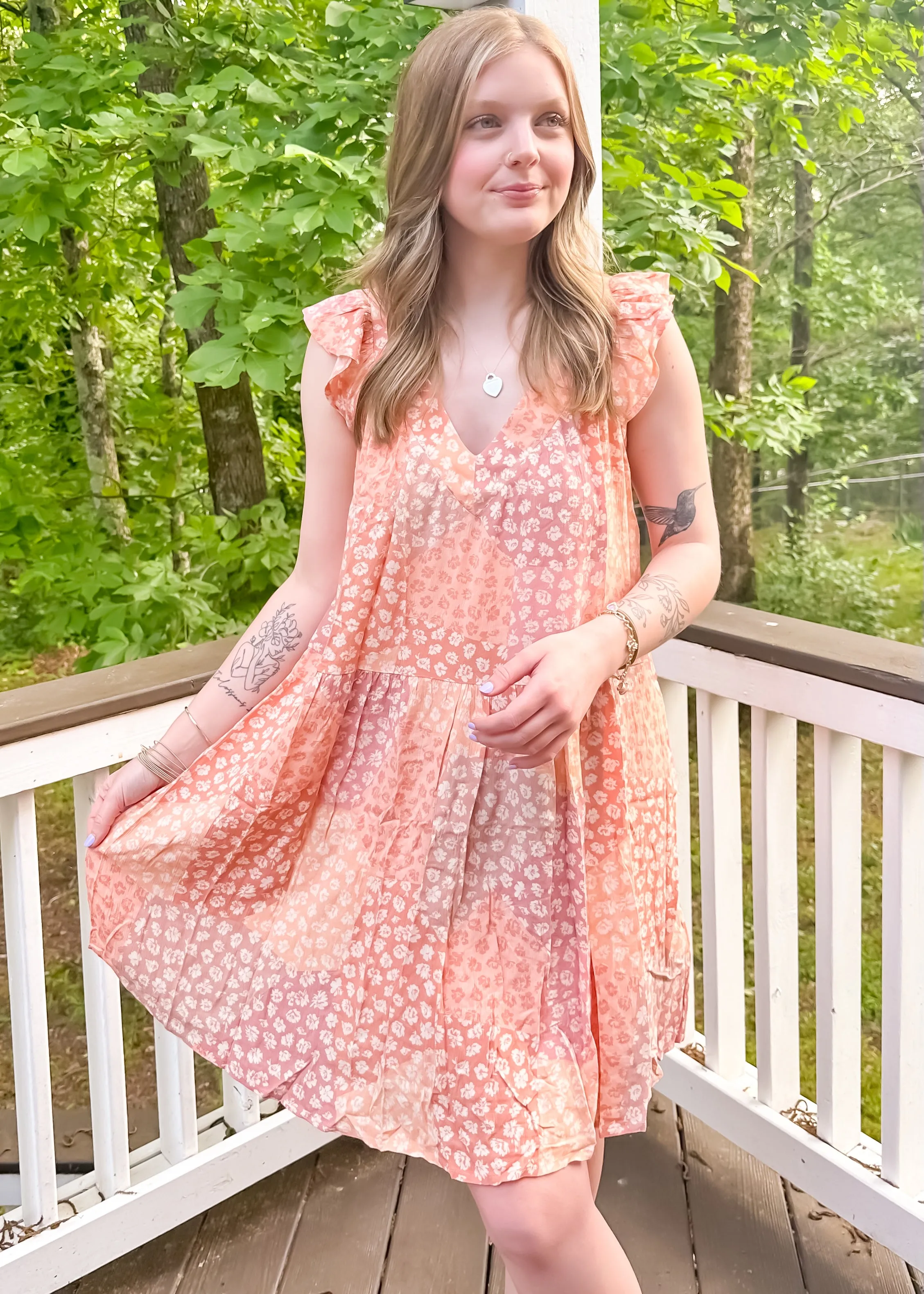 Ruffle Sundress in Coral - Free Shipping