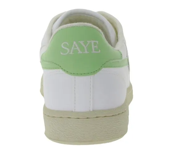 SAYE Modelo 89 Women's Sneakers Vegan Low-Top Shoes with Logo Details M89-06-Vgreen White/Light Green