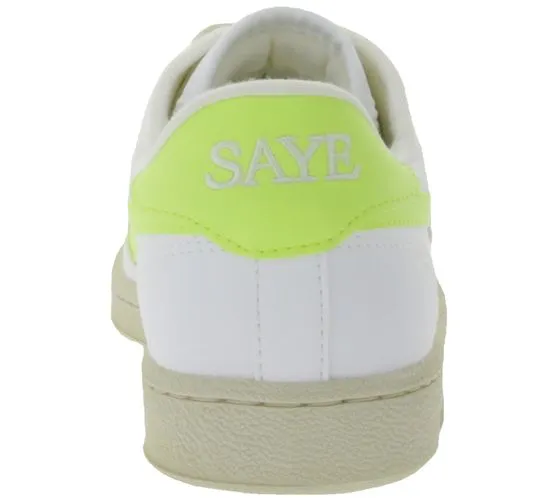 SAYE Modelo 89 Women's Sneakers Vegan Low-Top Shoes with Logo Details M89-06 White/Yellow