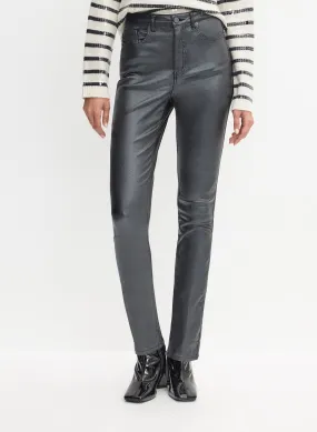 Shiny Slim-Fit Metallic Trousers