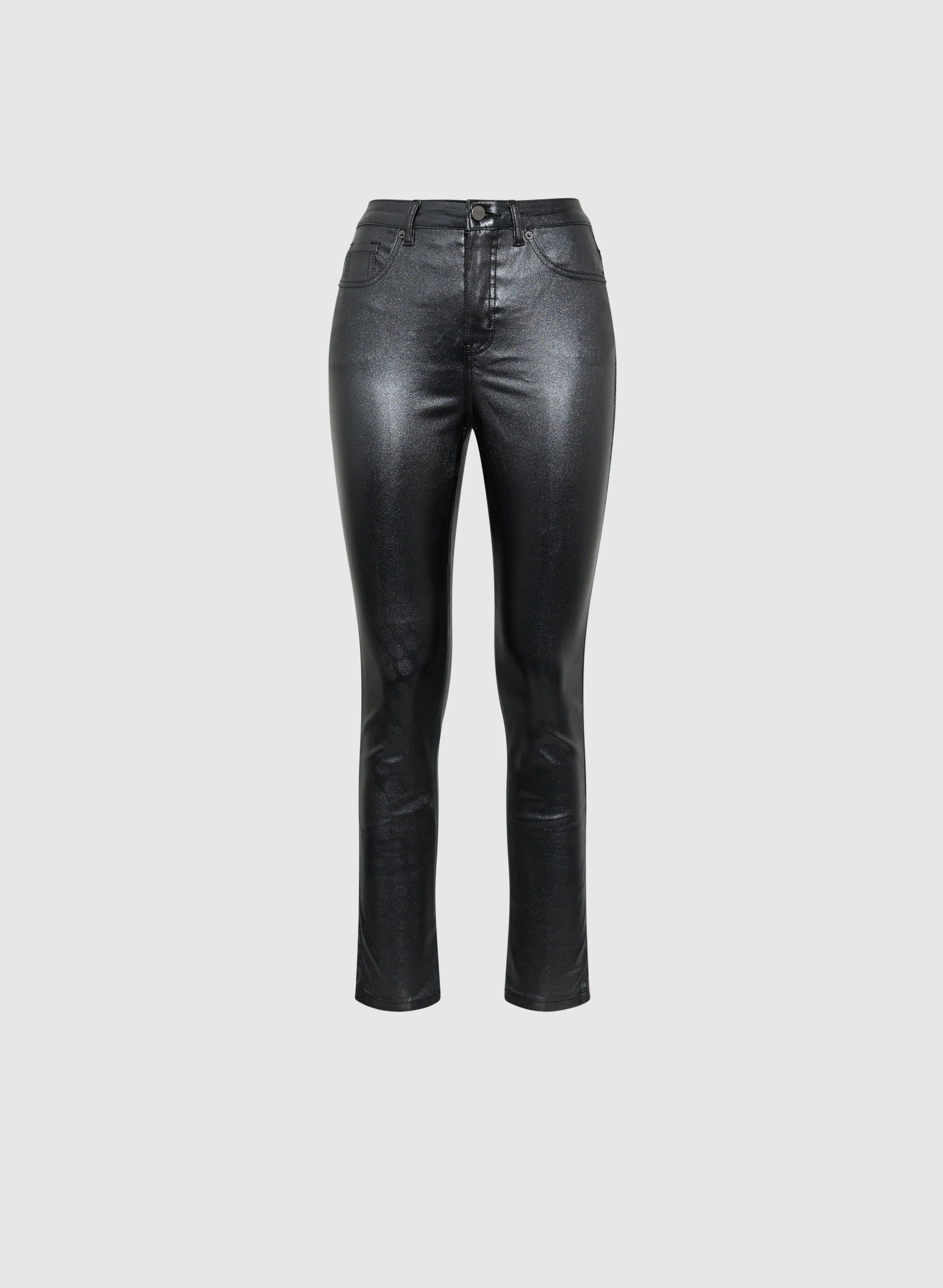 Shiny Slim-Fit Metallic Trousers