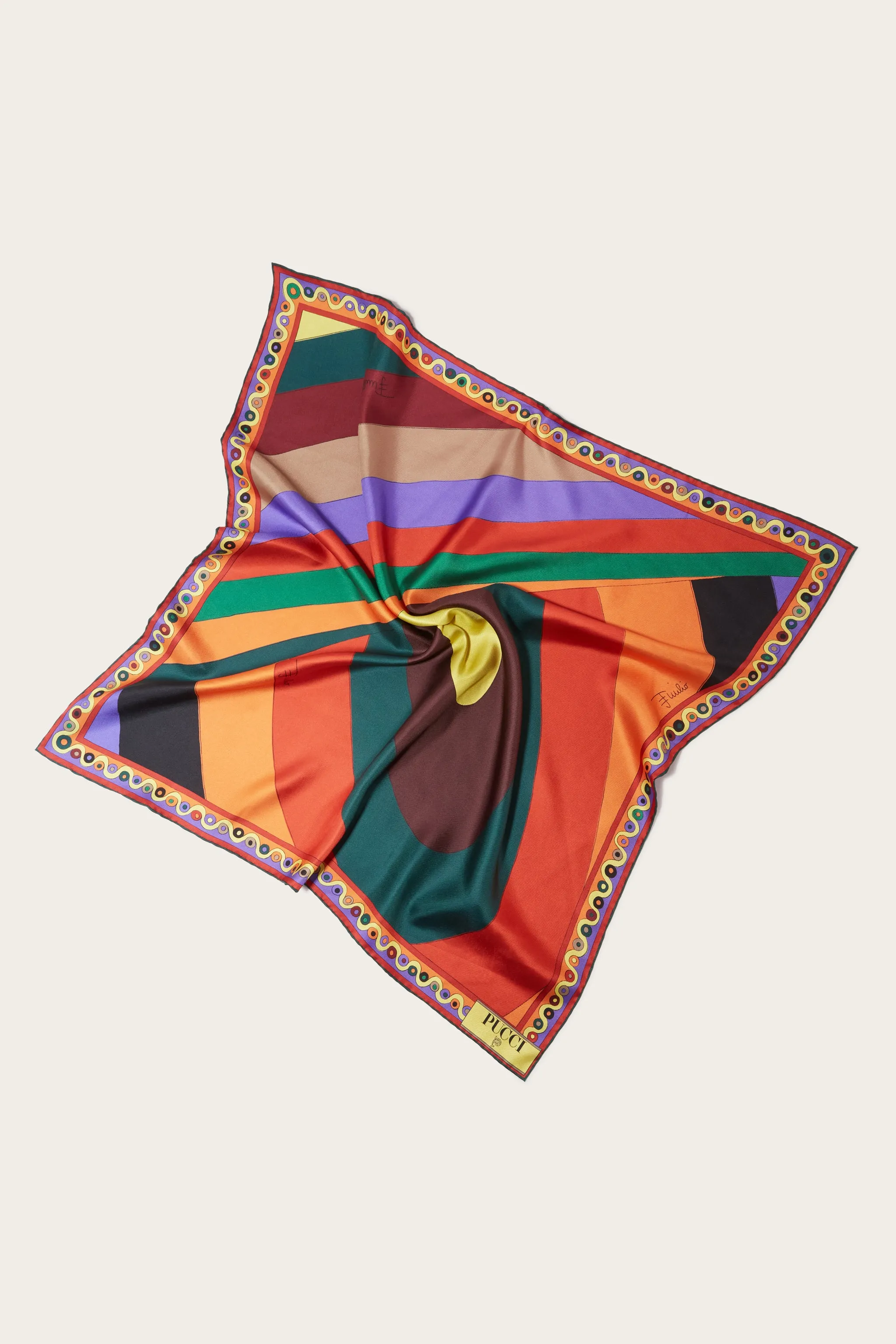 Silk square scarf with Rainbow print