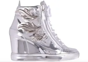 Silver High Top Sneaker for Women - Lorenz Donna