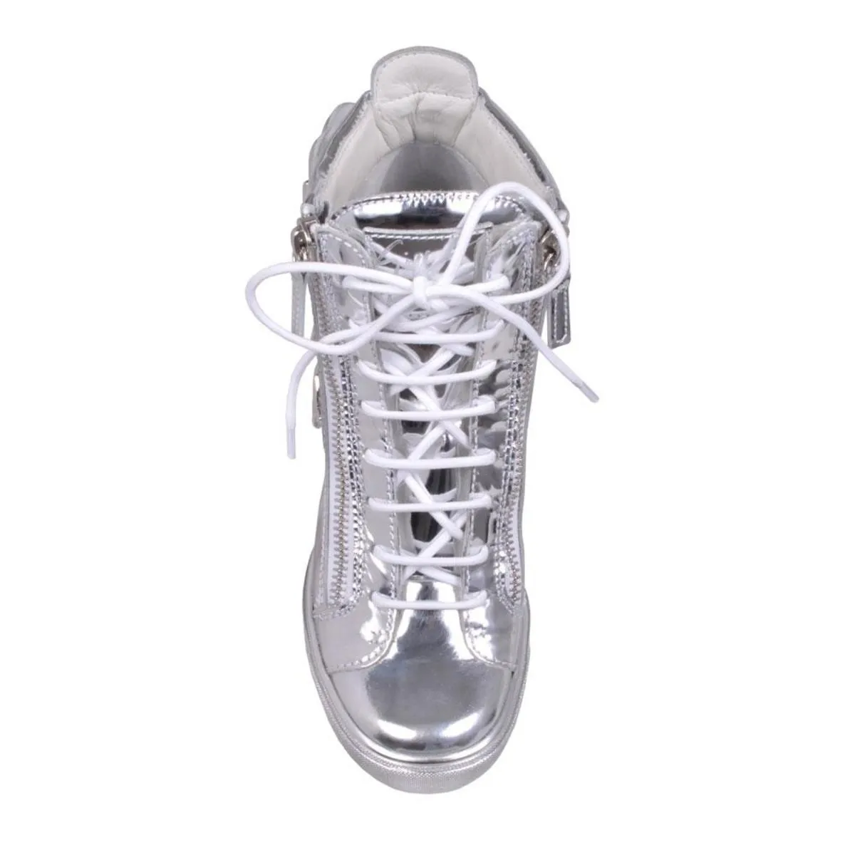 Silver High Top Sneaker for Women - Lorenz Donna