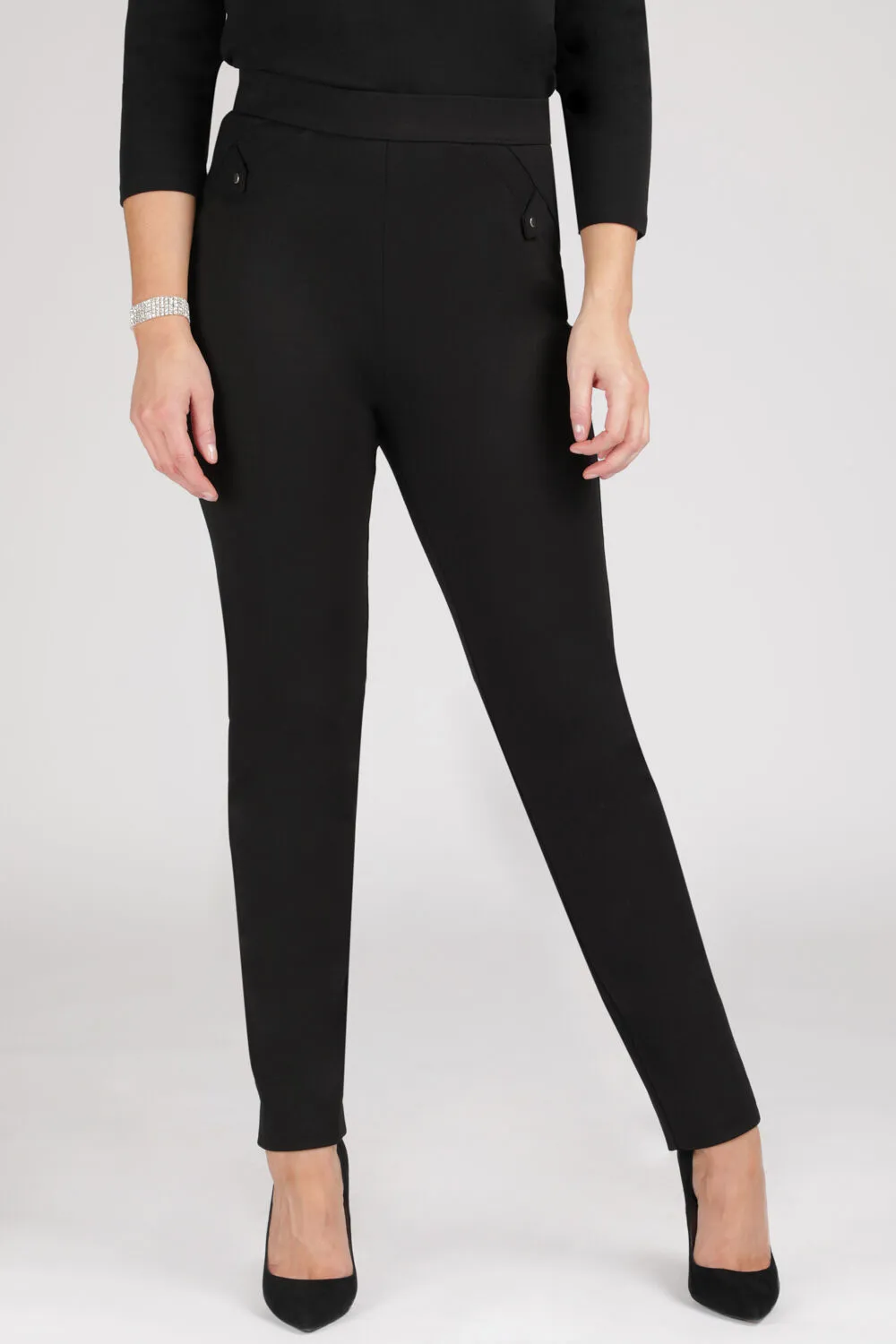 Slim Fit Ponte Trousers with Elasticated Waist