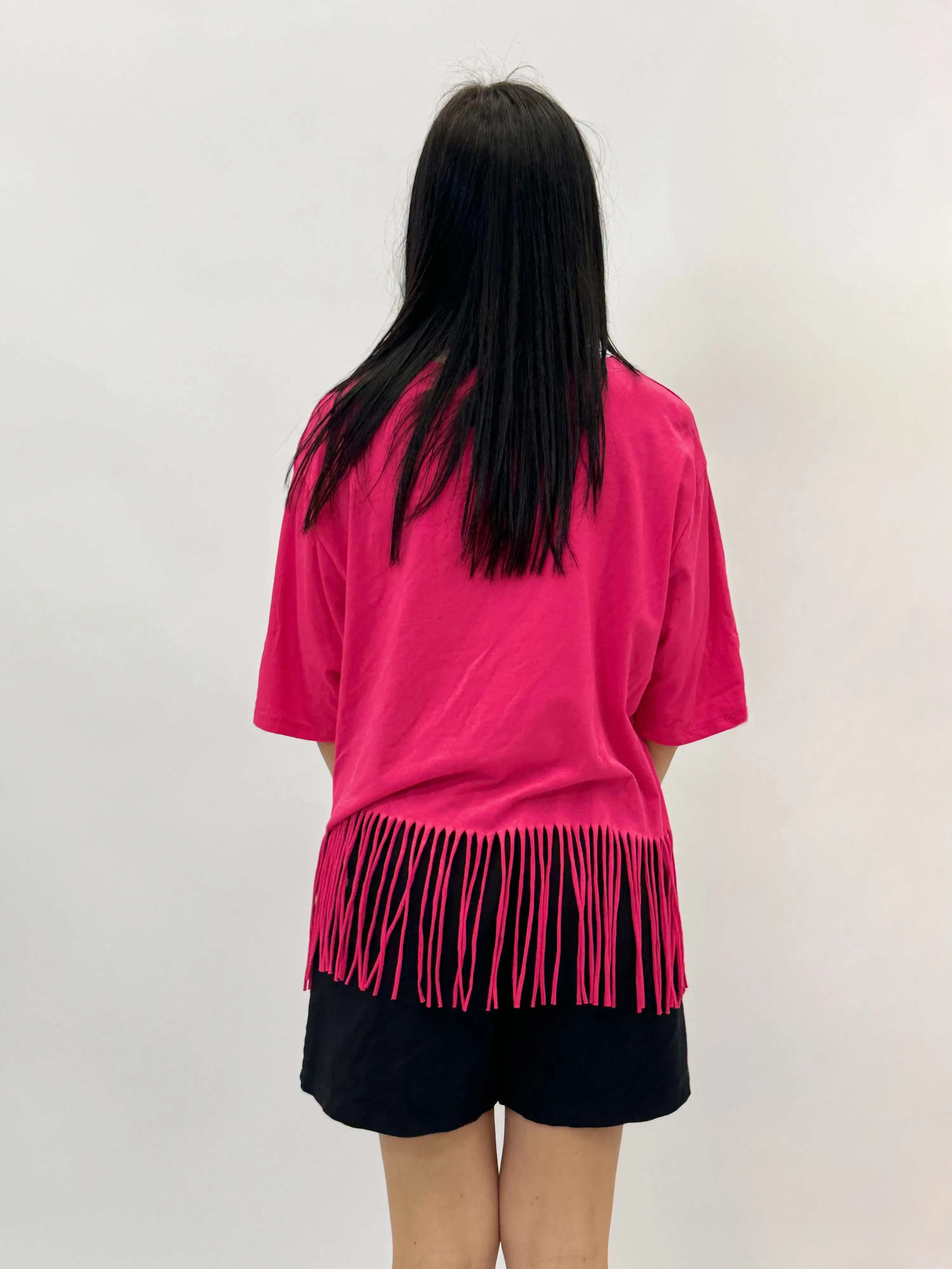 Solid color t-shirt with fringe