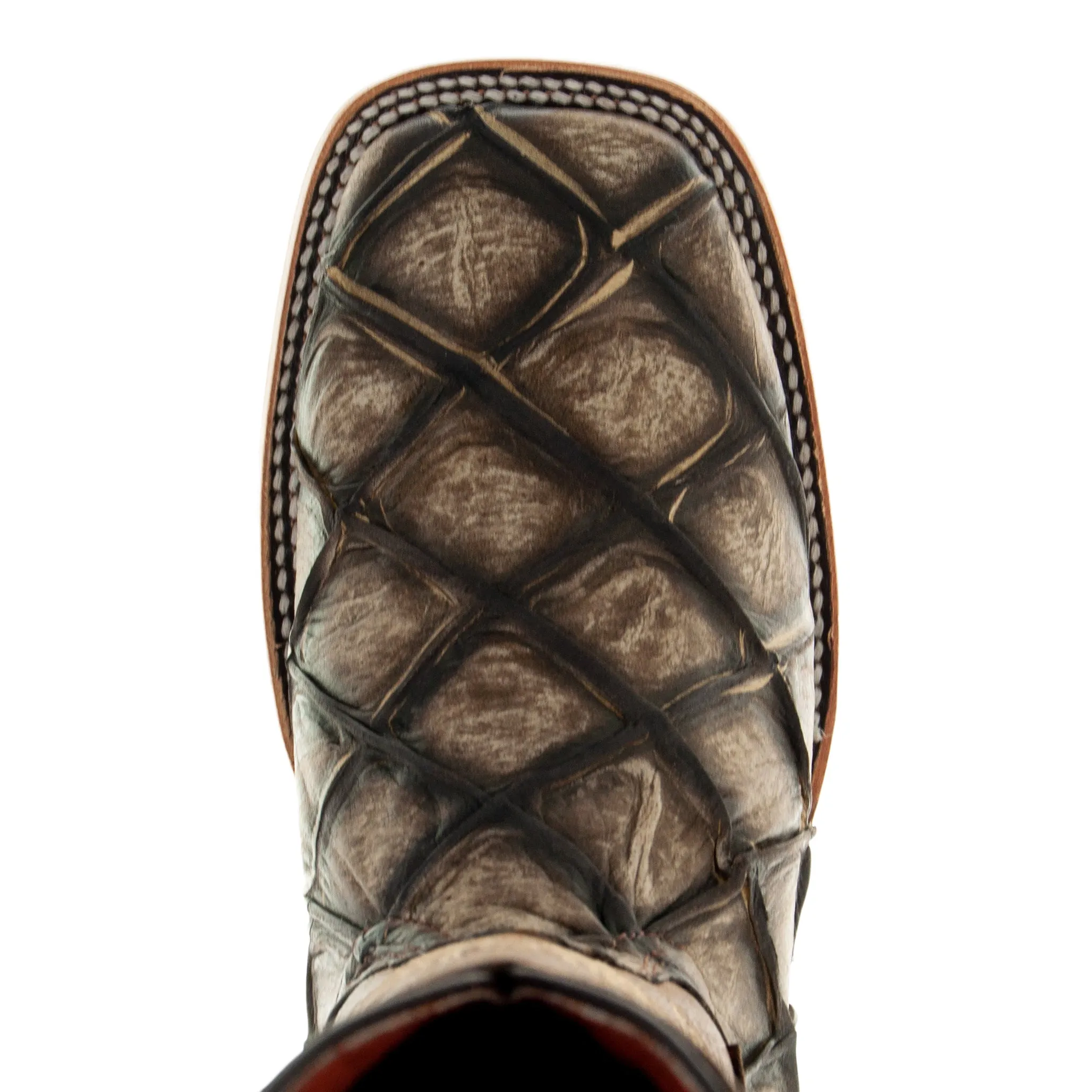 Soto Boots Men's Tan Cowboy Boots with Pirarucu Print - Style H50033