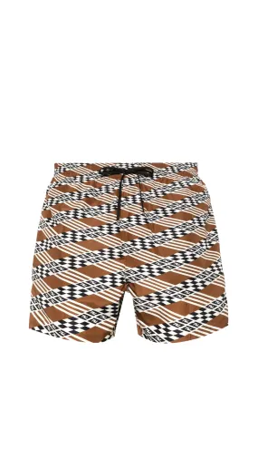 Stylish Brown Nylon Swim Shorts by FF