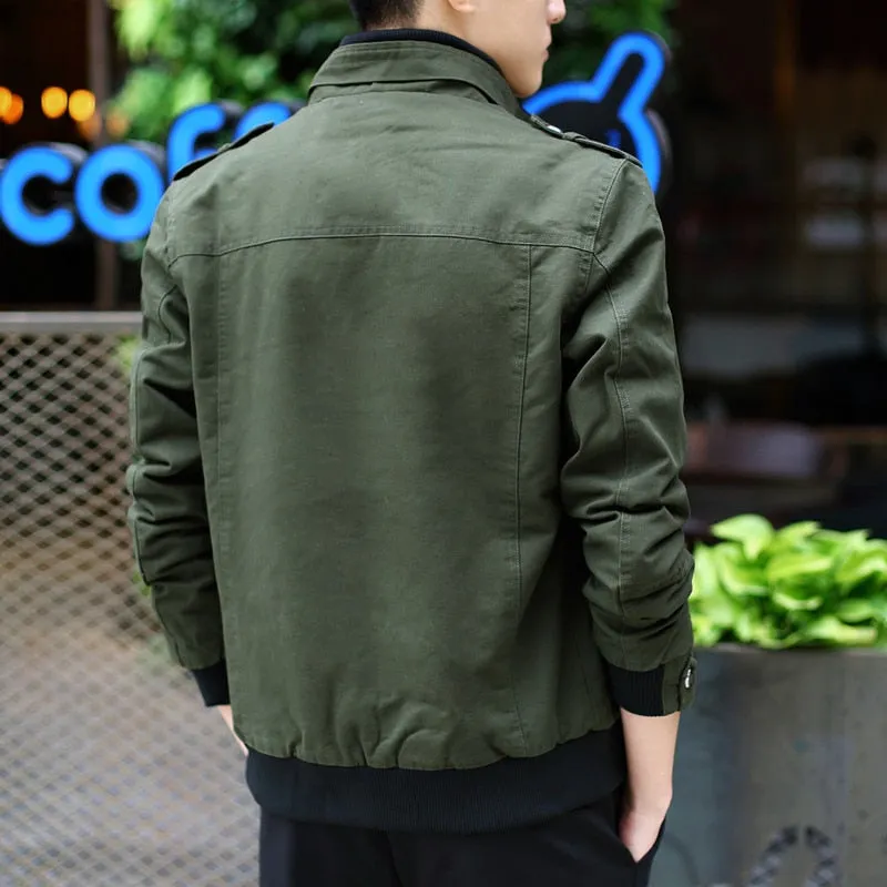 Stylish Men's Military Jacket with Stand Collar - Ideal for Casual or Streetwear Outfits