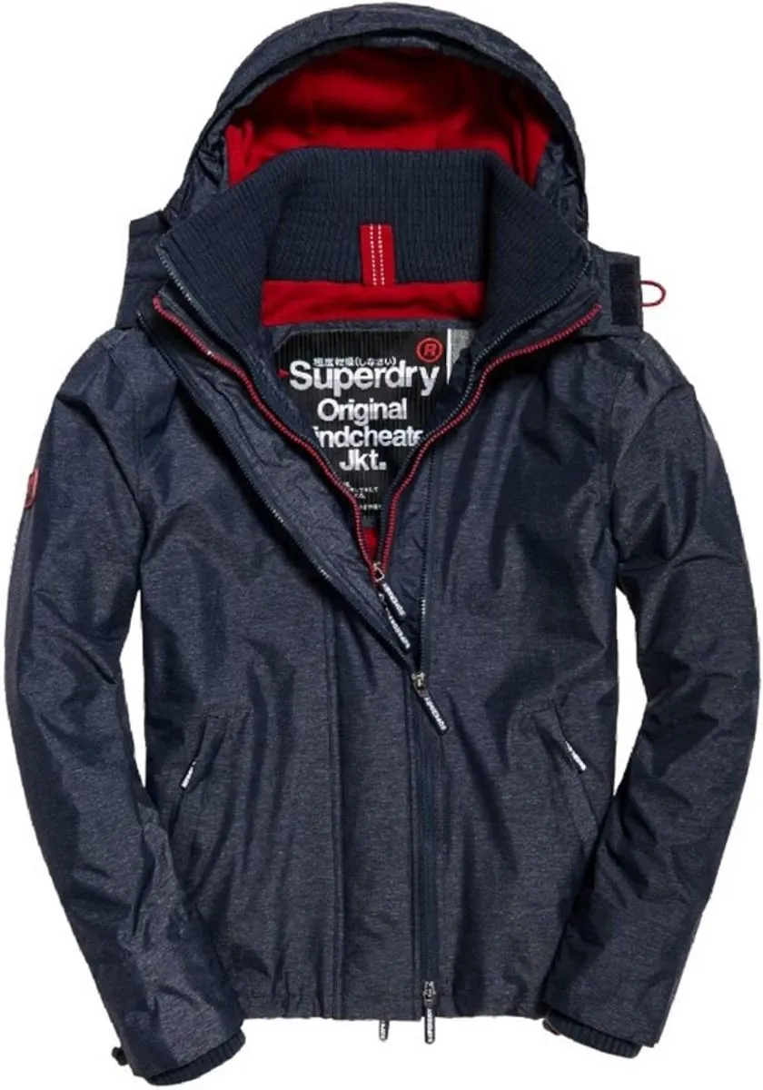 Superdry Hooded Arctic Windcheater Jacket Indigo Marl/Deep Red Pop Zip