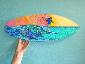 Surfing Woman Surfboard Wall Decor