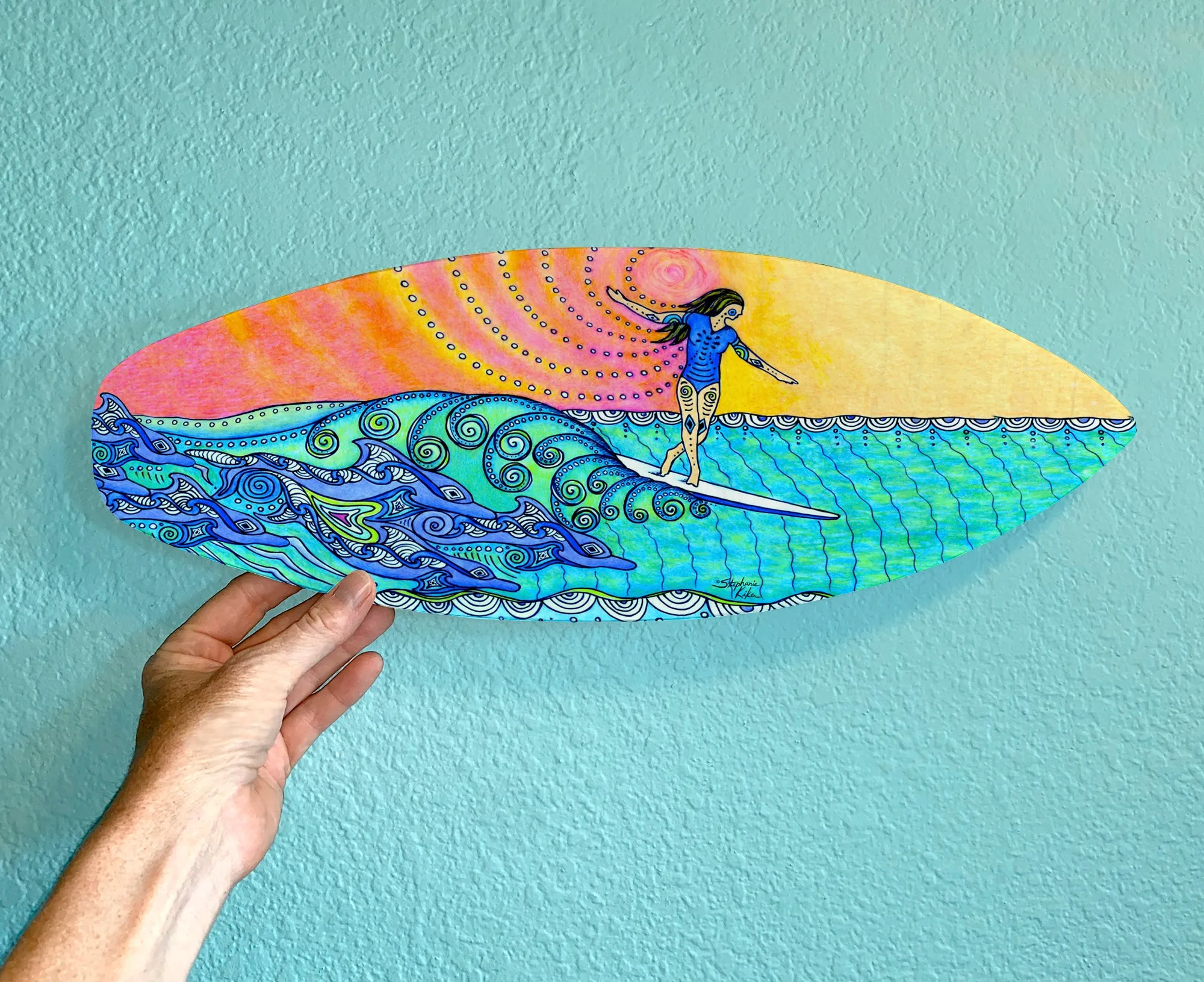 Surfing Woman Surfboard Wall Decor