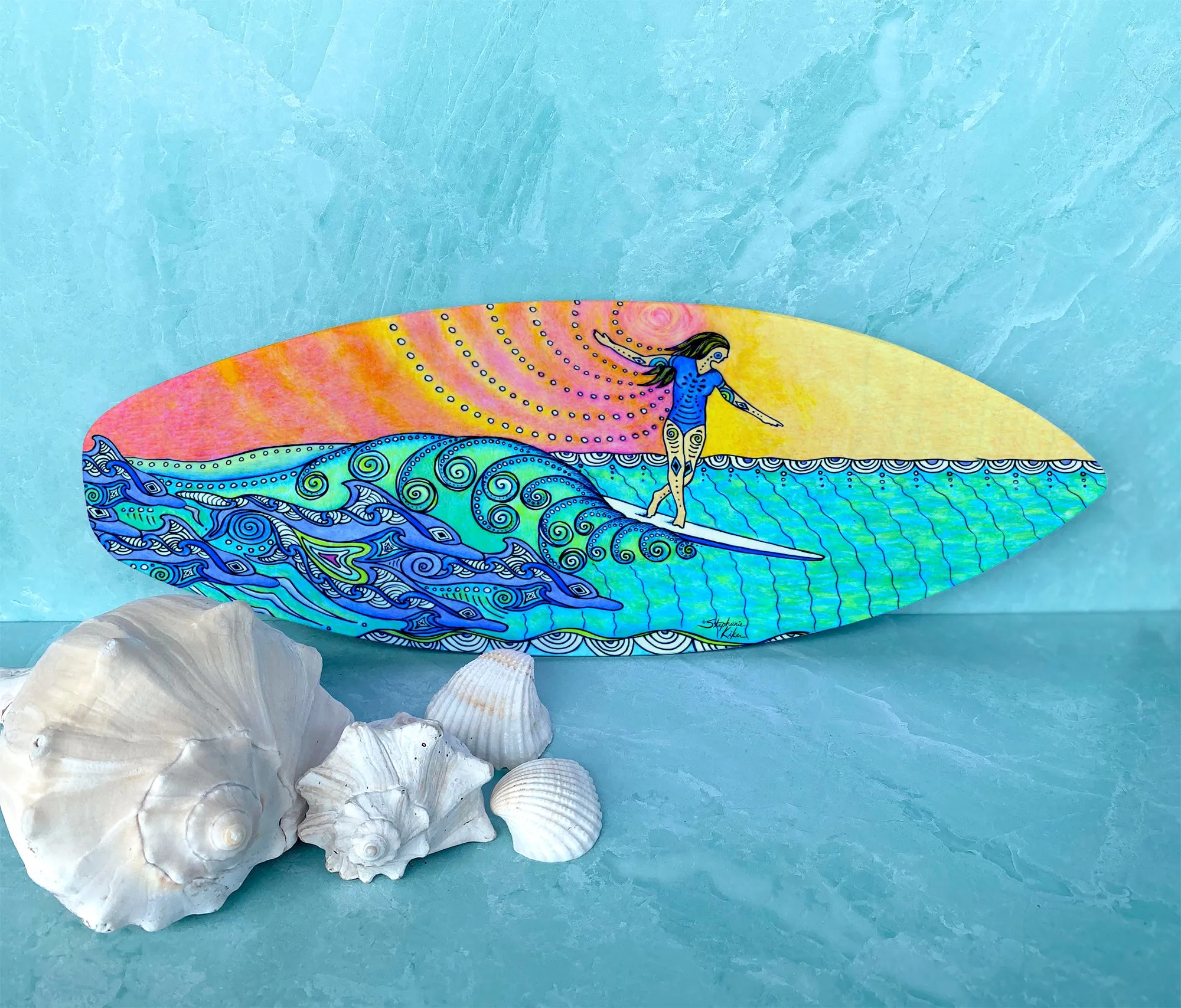 Surfing Woman Surfboard Wall Decor