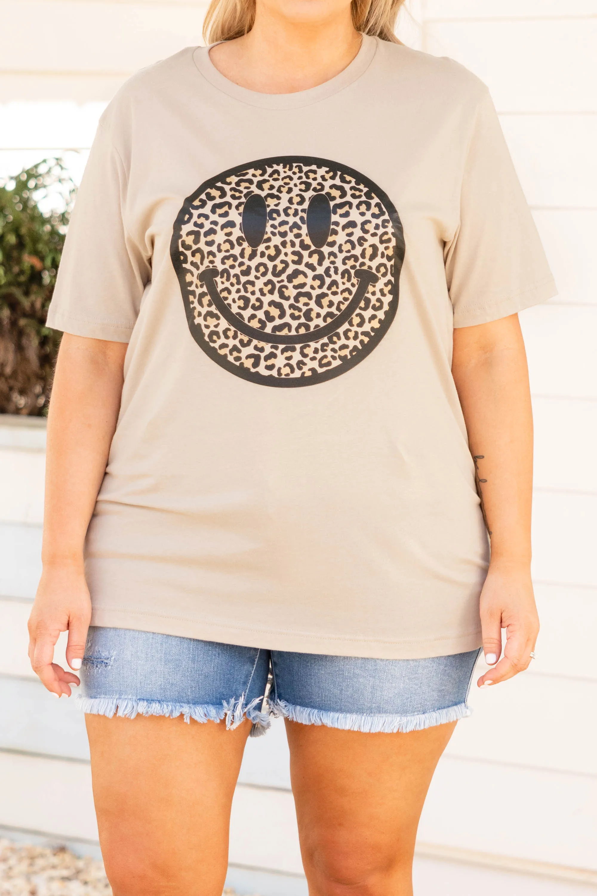 Tan Smiley Face T-Shirt