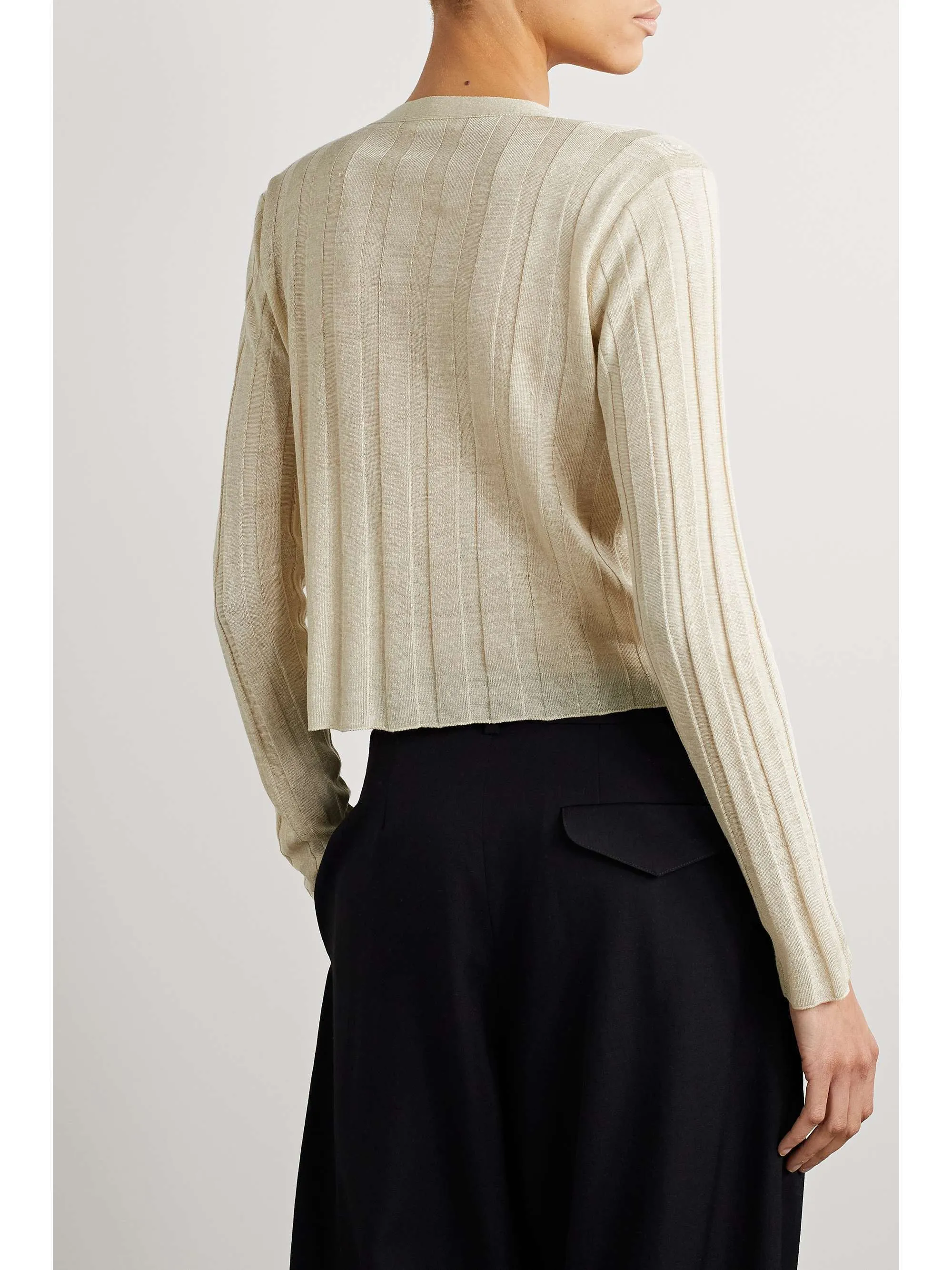 The Row Silk Linen Long Sleeve Top with Stripes - Casual Style