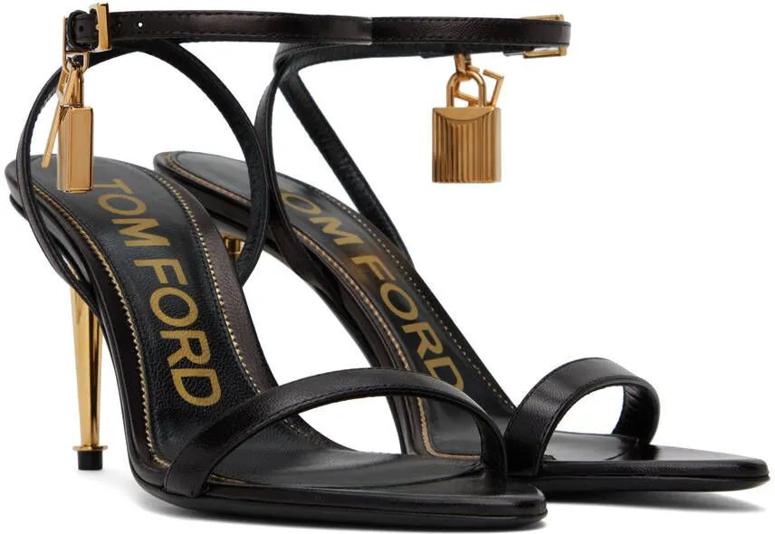 TOM FORD Black Padlock Pointy Naked Heeled Sandals