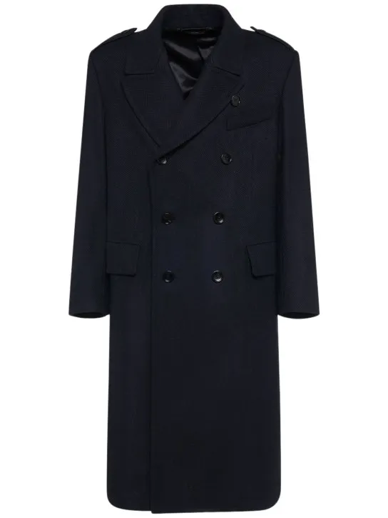 Tom Ford Herringbone Long Coat Officer Style