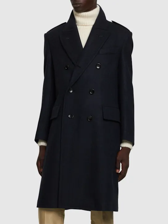 Tom Ford Herringbone Long Coat Officer Style