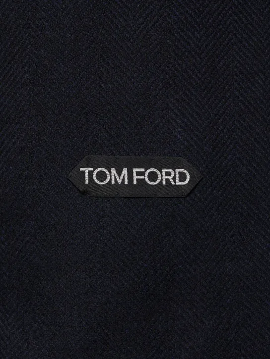 Tom Ford Herringbone Long Coat Officer Style