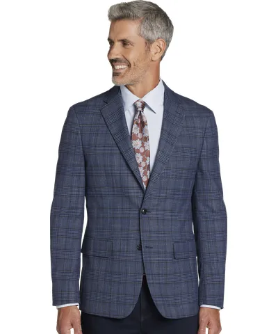 Tommy Hilfiger Men's Blue Plaid Modern Fit Sport Coat