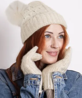 Ladies Cable Hat Glove Gift Set