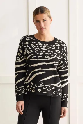 Tribal Women's Cotton Crew Neck Sweater - Reversible