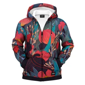 Tulip Print Black Cat Zip Hoodie