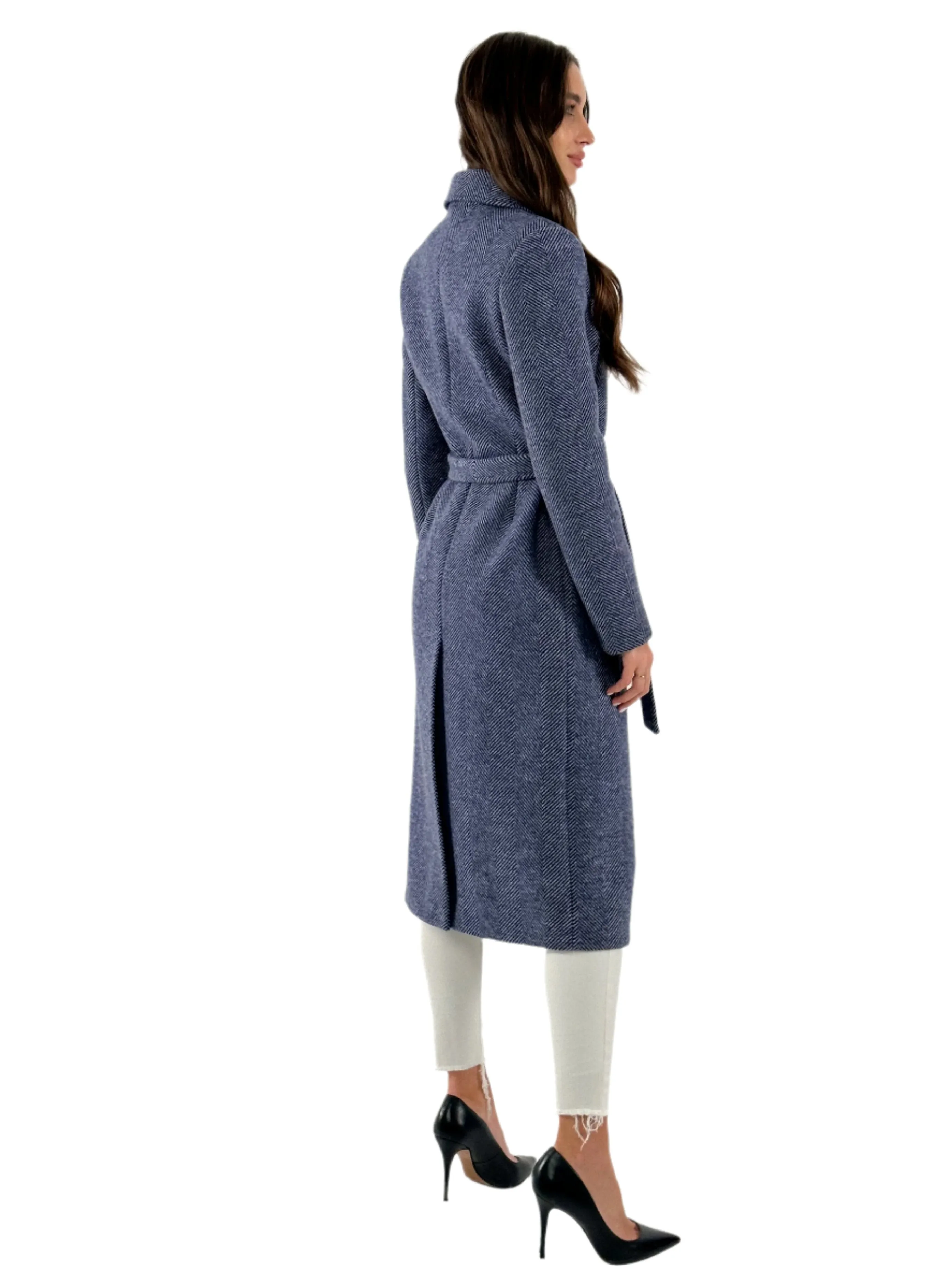 Twill Belted Wool Blend Coat