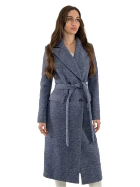 Twill Belted Wool Blend Coat