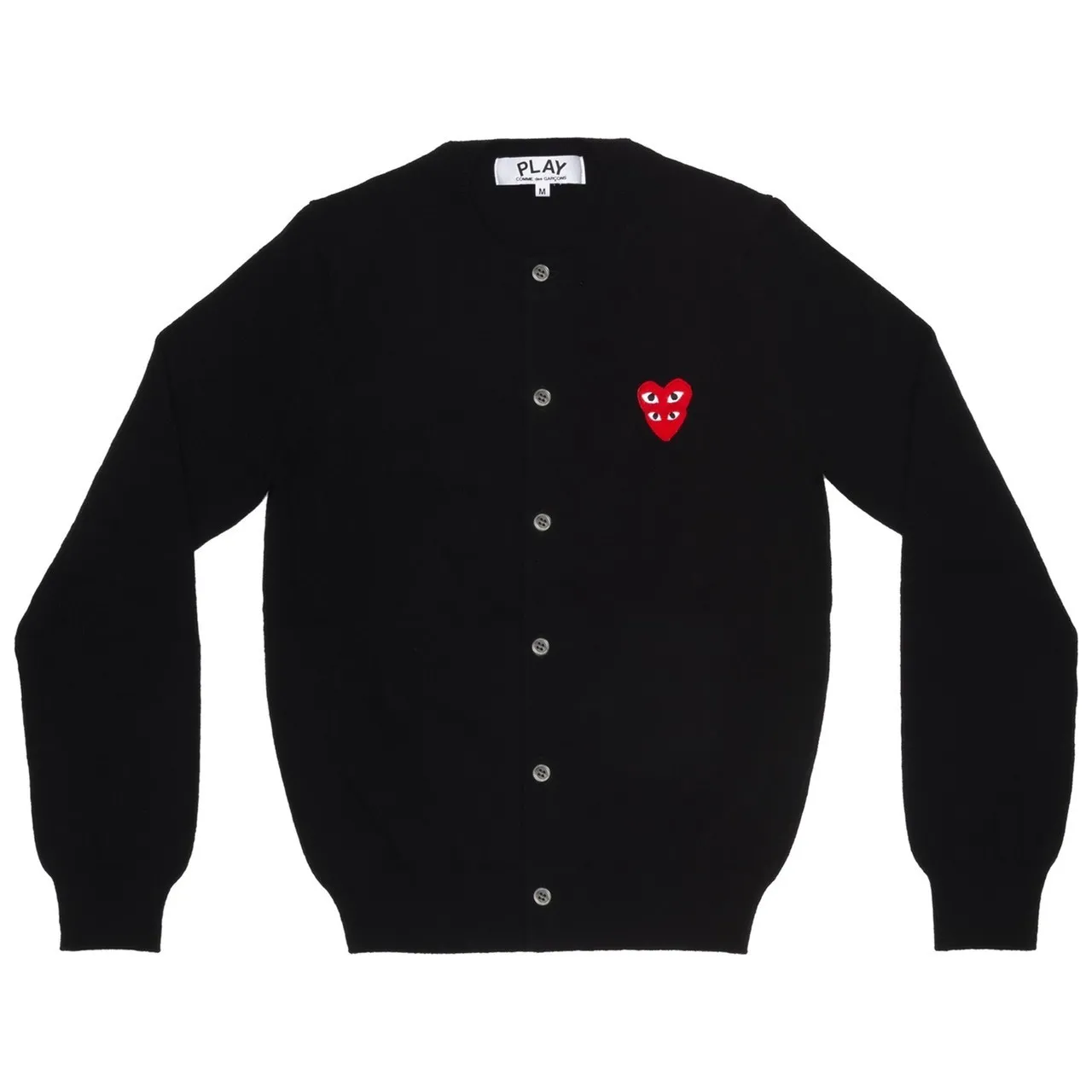 Unisex Wool Cardigan with Plain Logo by COMME des GARCONS | Long Sleeves Street Style