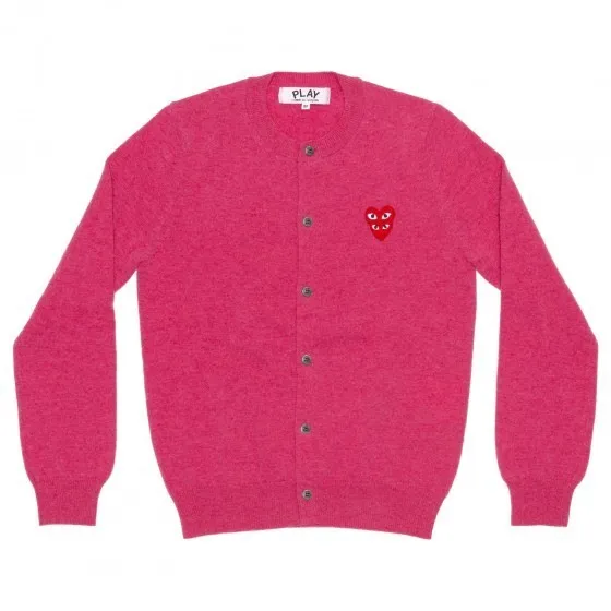 Unisex Wool Cardigan with Plain Logo by COMME des GARCONS | Long Sleeves Street Style