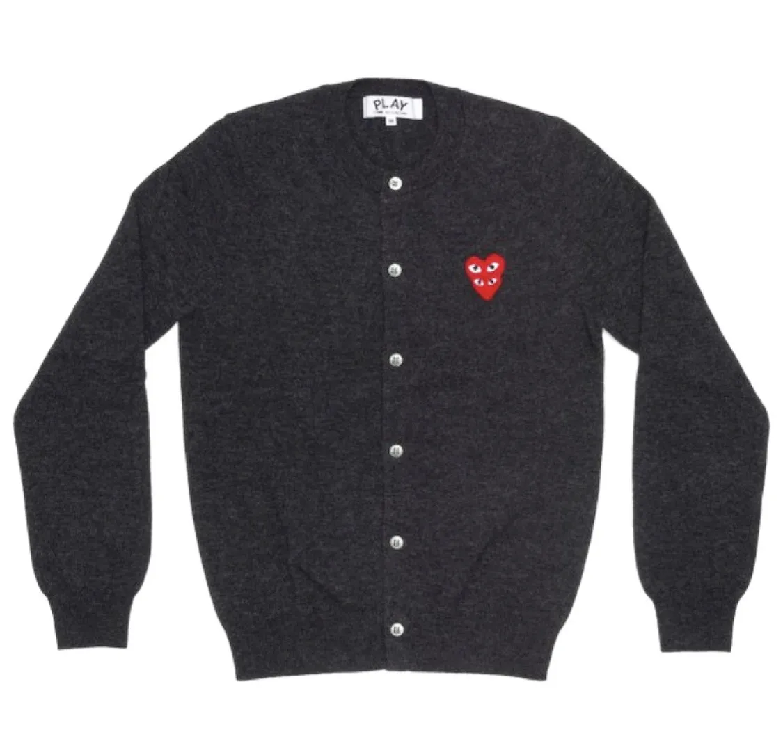 Unisex Wool Cardigan with Plain Logo by COMME des GARCONS | Long Sleeves Street Style