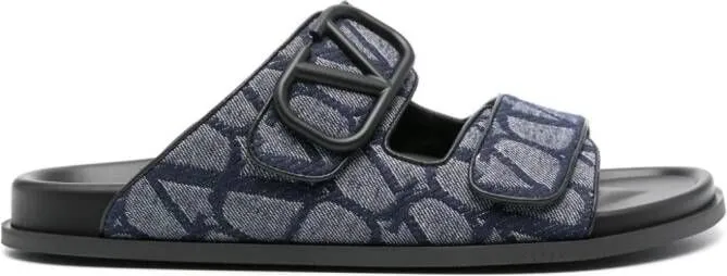 Valentino Garavani VLogo Denim Sandals in Blue