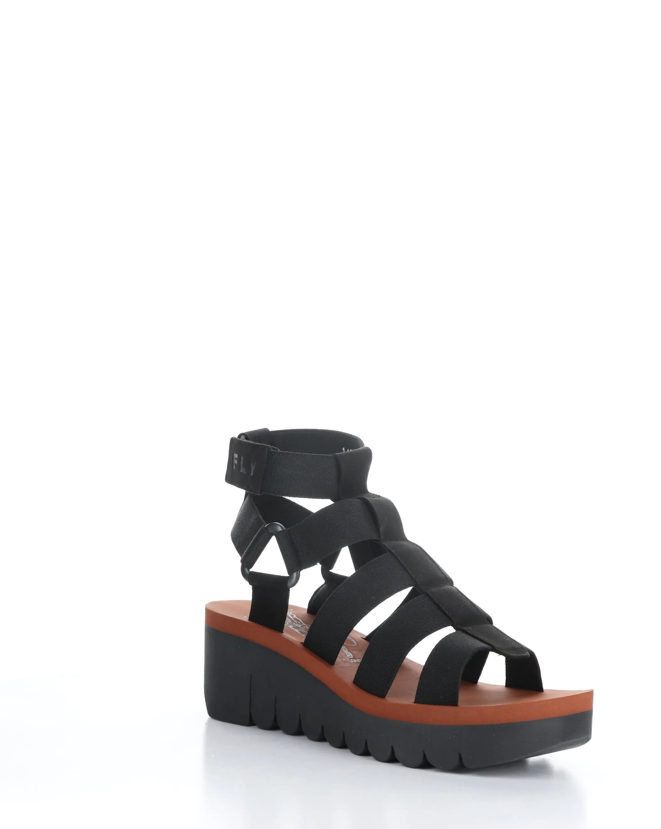 Velcro Sandals in BLACK, YUFI032FLY.