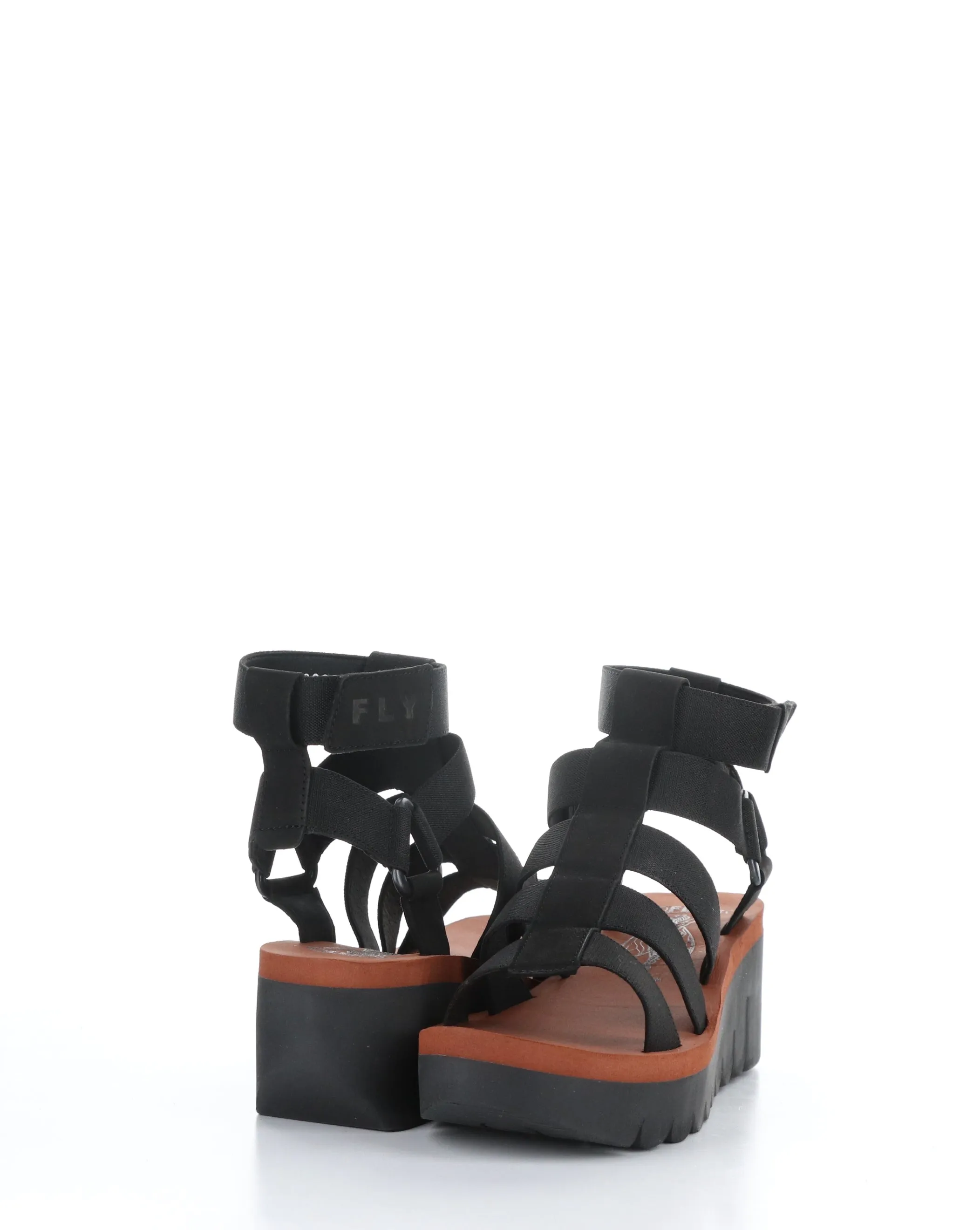 Velcro Sandals in BLACK, YUFI032FLY.