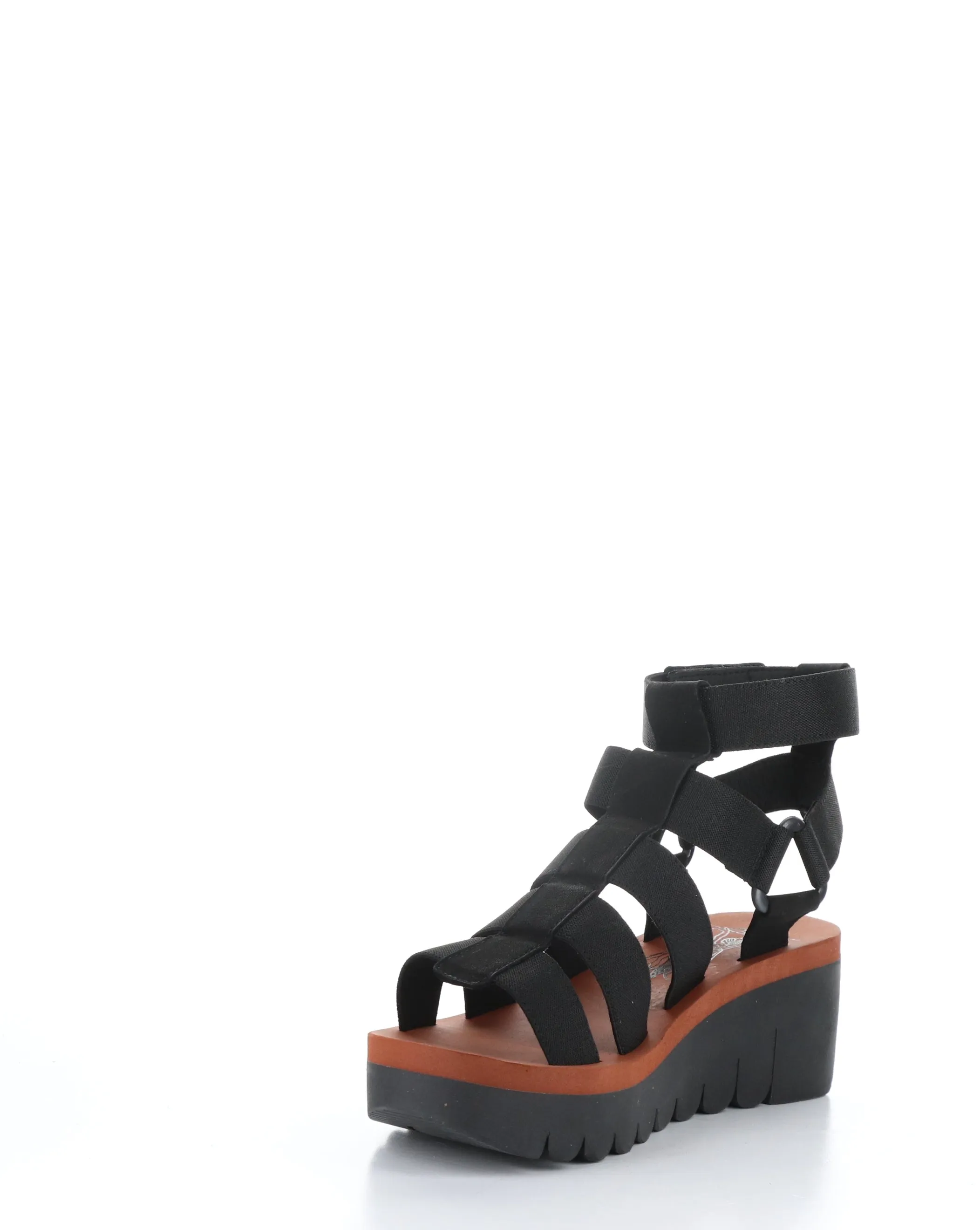 Velcro Sandals in BLACK, YUFI032FLY.