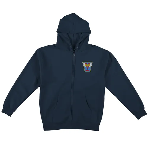 Venture Trucks Skateboard Hoodie Navy Blue Yellow Red Zip Emblem