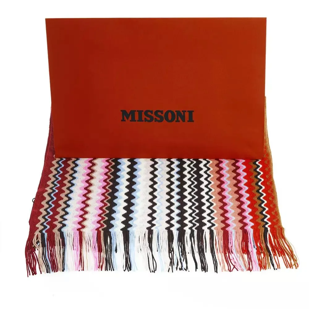 Vibrant Geometric Scarf with Fringe Pattern