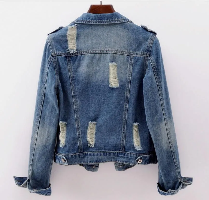 Vintage Boyfriend Denim Jacket Women Streetwear Outerwear Coat.