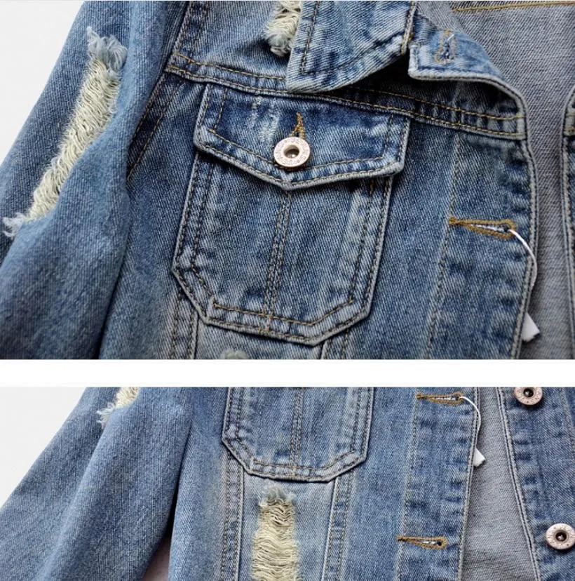 Vintage Boyfriend Denim Jacket Women Streetwear Outerwear Coat.