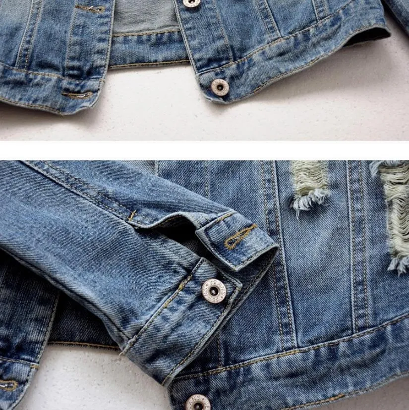 Vintage Boyfriend Denim Jacket Women Streetwear Outerwear Coat.