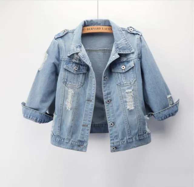 Vintage Boyfriend Denim Jacket Women Streetwear Outerwear Coat.