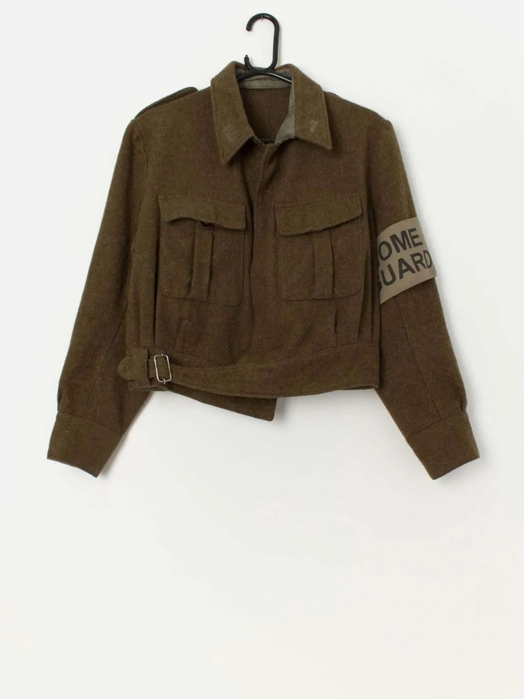 Vintage British Dutch WW2 style battledress jacket with Home Guard armband Small Medium