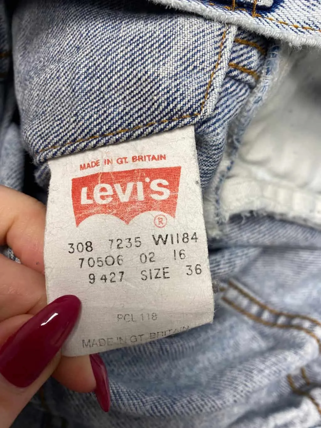 Vintage Levis acid wash denim trucker jacket, made in the UK XS