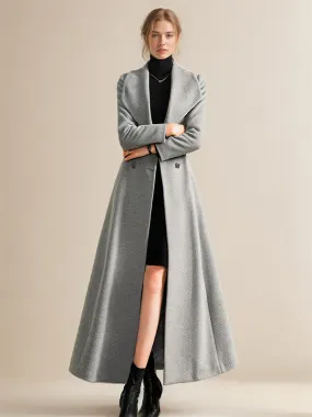 Vintage Winter Women's A-Line Lapel Full Length Coat.