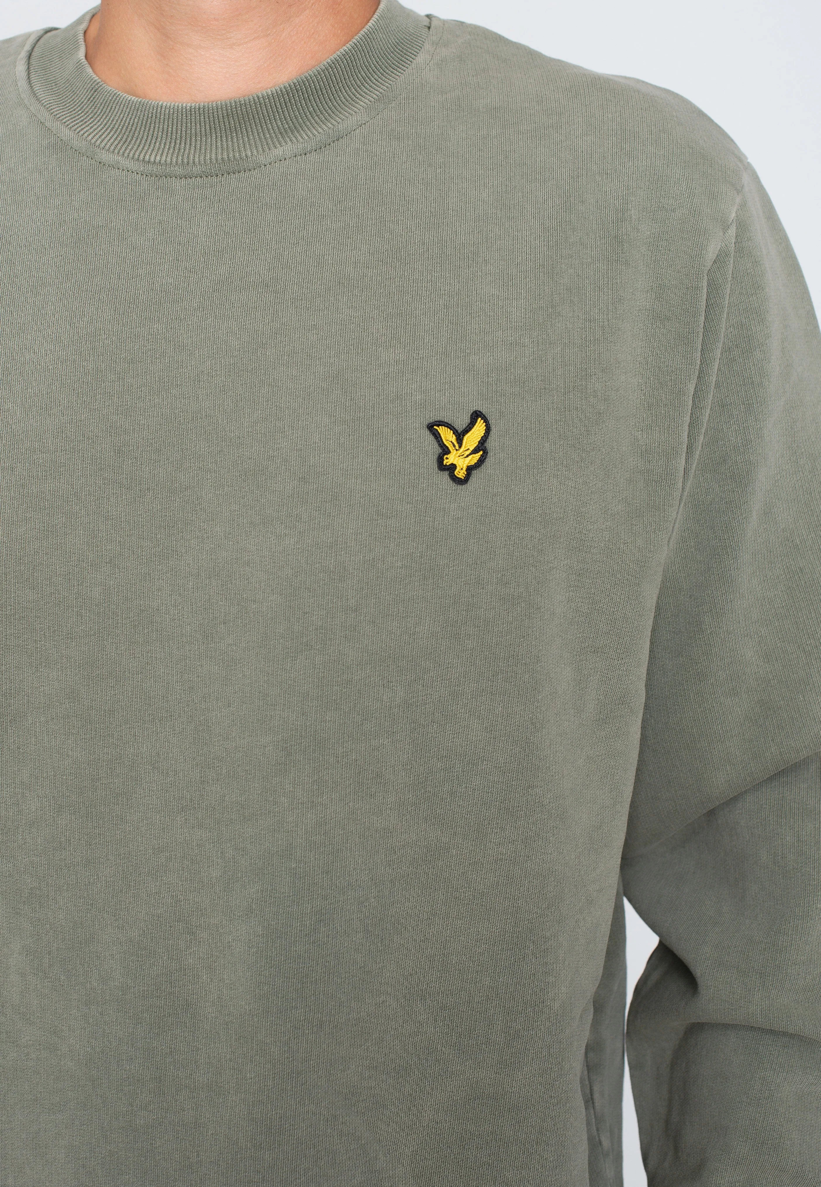 Washed Mock Neck Olive Sweater by Lyle & Scott