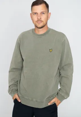 Washed Mock Neck Olive Sweater by Lyle & Scott