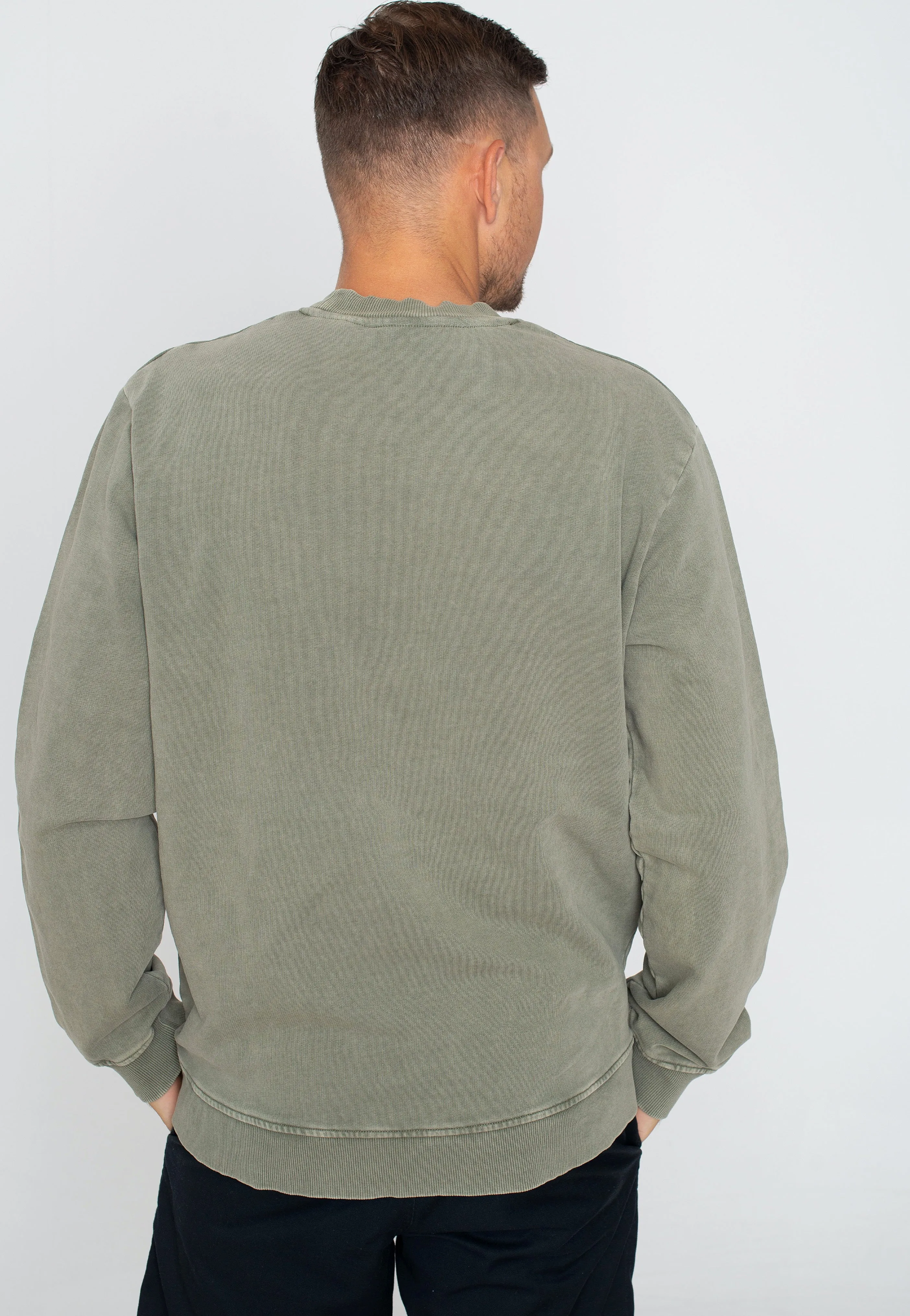 Washed Mock Neck Olive Sweater by Lyle & Scott